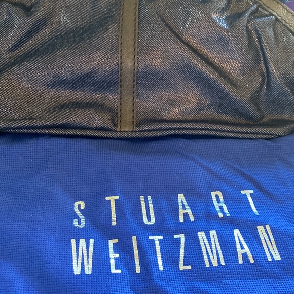Stuart Weitzman Beautiful Shimmering Bronze Denim Logo Bag NewWithTags - Picture 15 of 15